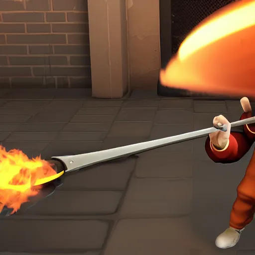 Prompt: Team Fortress 2 frying pan closeup sfm valve