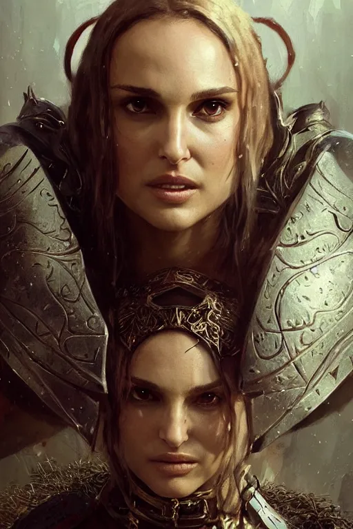 Prompt: natalie portman, legendary warrior, lord of the rings, tattoos, decorative ornaments, battle armor, by carl spitzweg, ismail inceoglu, vdragan bibin, hans thoma, greg rutkowski, alexandros pyromallis, perfect face, fine details, realistic shading photorealism