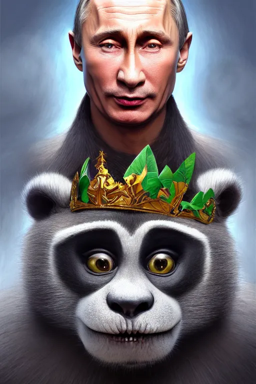 Prompt: vladimir putin as king julien from madagaskar, realistic portrait, symmetrical, highly detailed, digital painting, artstation, concept art, smooth, sharp focus, illustration, cinematic lighting, art by artgerm and greg rutkowski and alphonse mucha