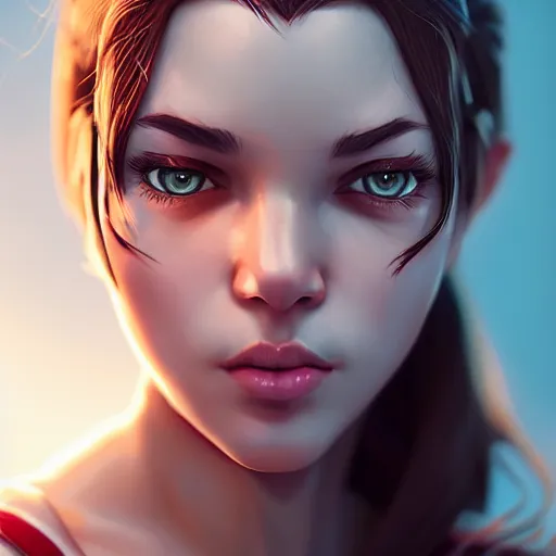 Image similar to stylized portrait of a young and strong girl by Artgerm, concept art, detailed face, digital art, octane render trending on artstation, 4k, 8k, HD