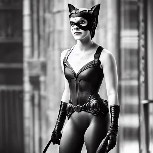 Image similar to Emma Watson as Catwoman, XF IQ4, 150MP, 50mm, f/1.4, ISO 200, 1/160s, natural light, Adobe Lightroom, photolab, Affinity Photo, PhotoDirector 365