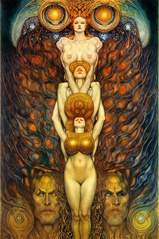 Image similar to Divine Chaos Engine by Karol Bak, Jean Delville, William Blake, Gustav Klimt, and Vincent Van Gogh, symbolist, visionary