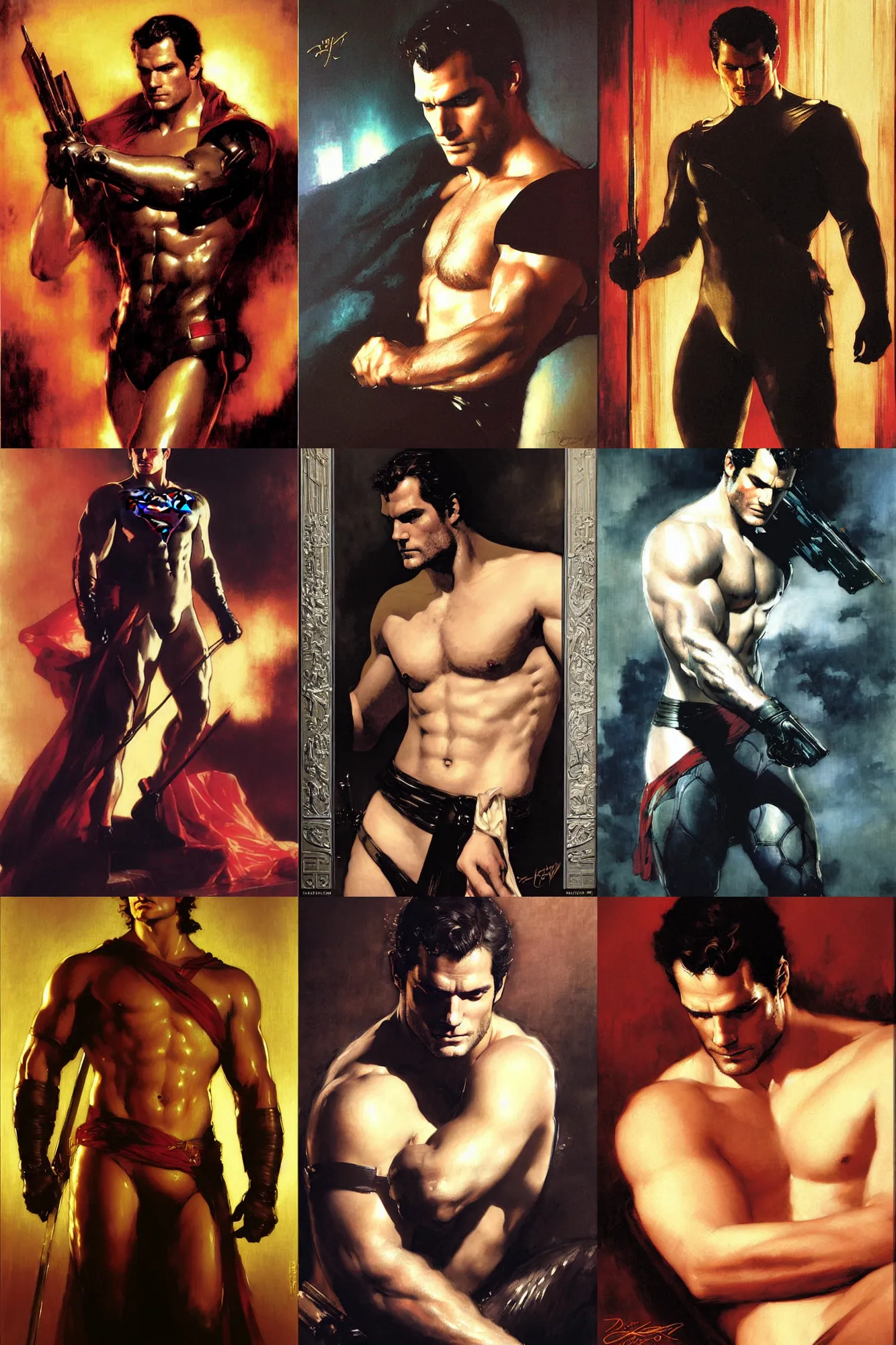 Prompt: henry cavill, painting by delphin enjolras, j. c. leyendecker, yoji shinkawa