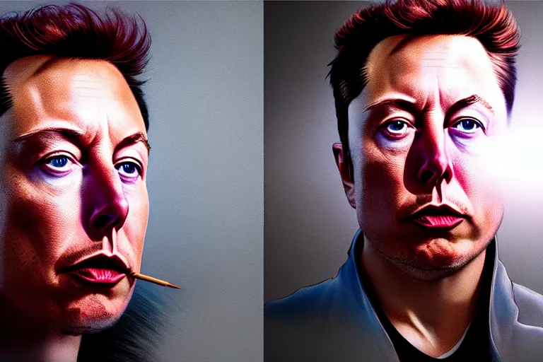 Image similar to hyperrealism aesthetic ridley scott and denis villeneuve style photography of a detailed hyperrealism elon musk, siting on a detailed hyperrealism toilet and scrolling his detailed smartphone in hyperrealism scene from detailed art house movie in style of alejandro jodorowsky and wes anderson volumetric ambient light