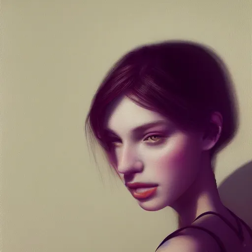 Image similar to a beautiful woman, fine art, aesthetic, oil painting, pale colors, high detail, 8 k, wide angle, octane render, trending on artstation,