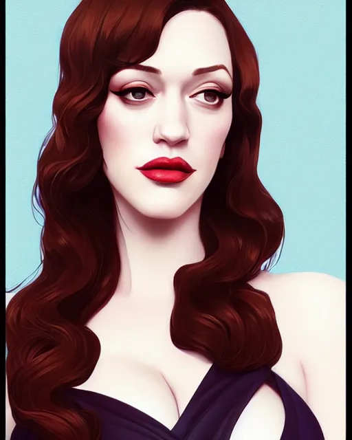 Image similar to kat dennings christina hendricks jennifer tilly, wearing dress, by wlop and ilya kuvshinov and artgerm, gorgeous, stunning, alluring, artstation, deviantart, digital art