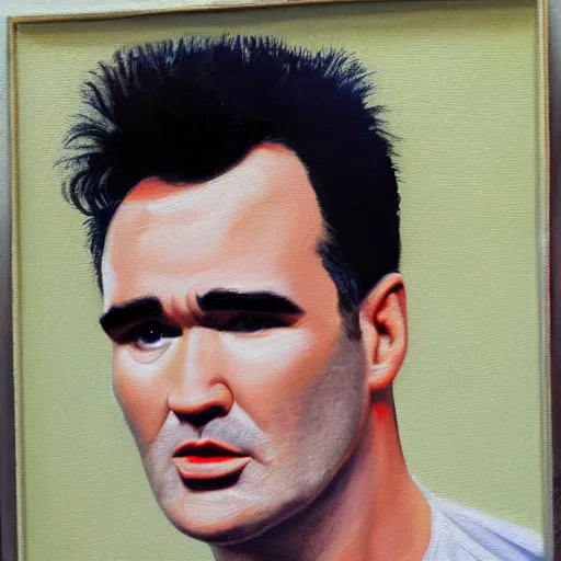 Image similar to oil painting of the singer Morrissey, highly detailed, 8k, cinematic,