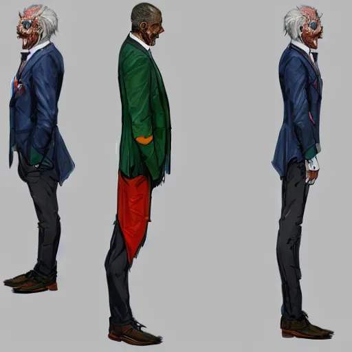 Image similar to vivid colors, character sheet, fine details, front view, greg rutkowski, kim jung gi, human, suit vest, longcoat