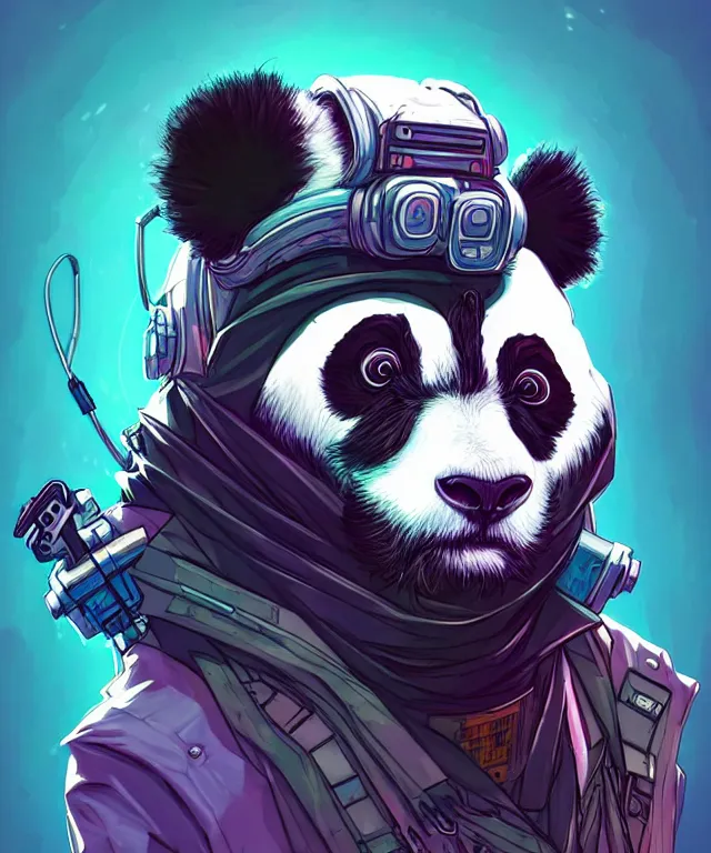 Image similar to a portrait of a cyberpunk panda, mandala, fantasy, elegant, digital painting, artstation, concept art, matte, sharp focus, 3 d render, art by josan gonzalez