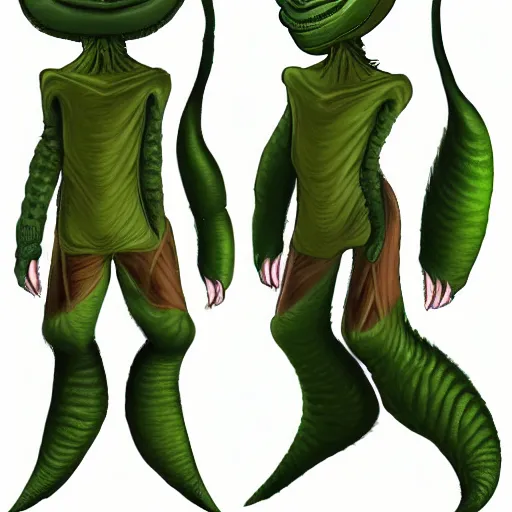 Prompt: a character concept art of an alien that looks like a pickle
