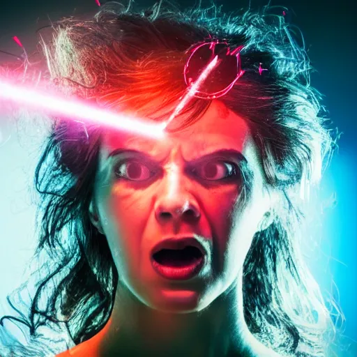 Image similar to a angry woman shining lasers out of her eyes