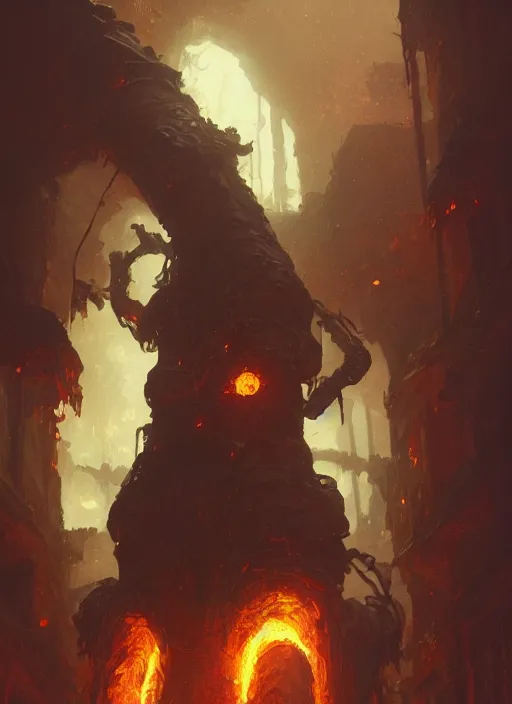 Image similar to a photorealistic dramatic hyperrealistic render of a fire golem by wlop, greg rutkowski, alphonse mucha, beautiful dynamic dramatic dark moody lighting, shadows, cinematic atmosphere, artstation, concept design art, octane render, 8 k