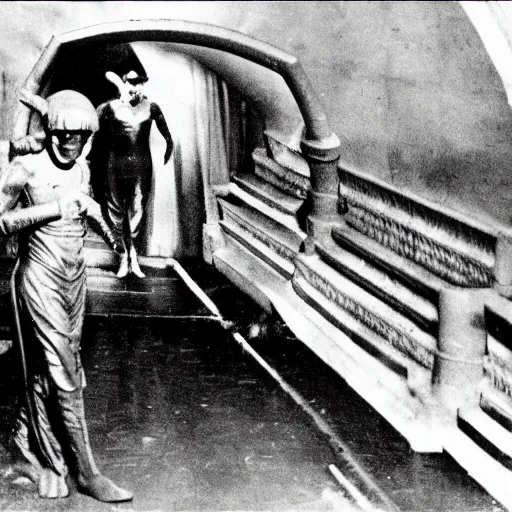 Prompt: scene from a 1920 science fiction film