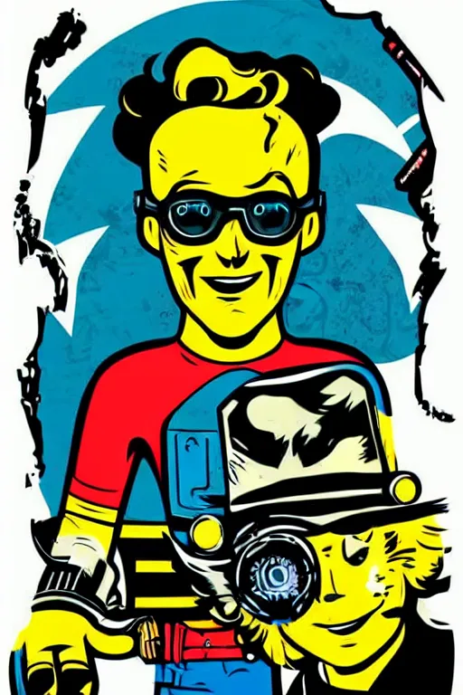 Image similar to fallout 7 6 retro futurist illustration art by butcher billy, sticker, colorful, illustration, highly detailed, simple, smooth and clean vector curves, no jagged lines, vector art, smooth andy warhol style