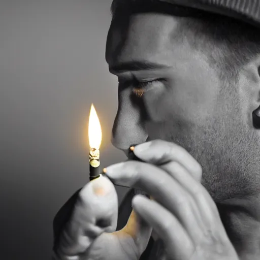 Image similar to one man lights a cigarette from the second man's lighter