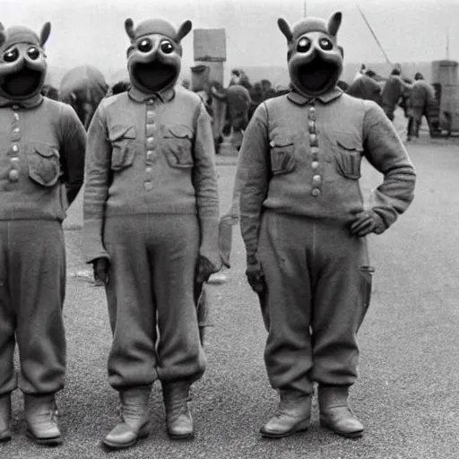 Image similar to German WW2 officers dressed up as the teletubbies