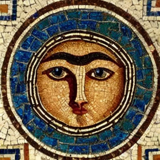 Prompt: nose and an eye in a ancient greek mosaic