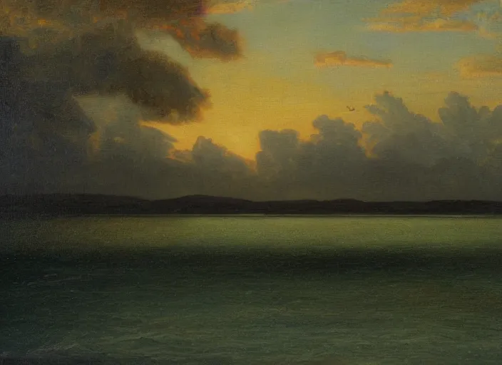 Image similar to florida keys in the style of hudson river school of art, oil on canvas