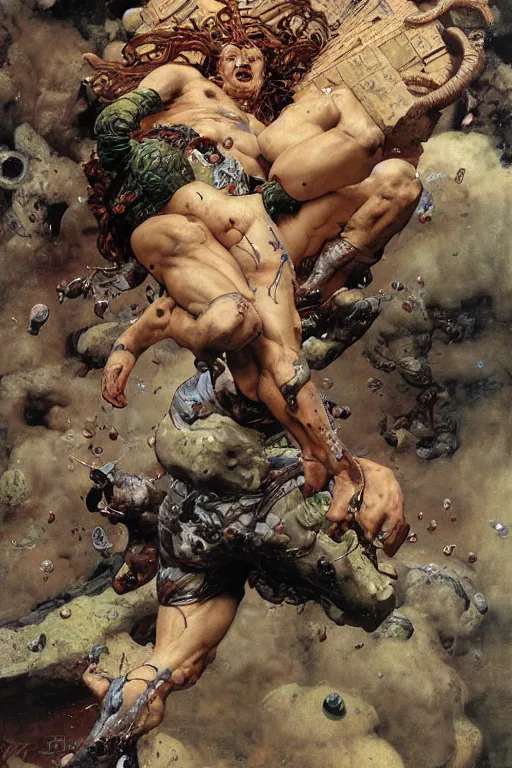 Prompt: full length portrait of akebono taro smashing through a wall, dynamic action, painted by lawrence alma tadema, zdzislaw beksinski, norman rockwell, jack kirby, tom lovell, alex malveda, greg staples