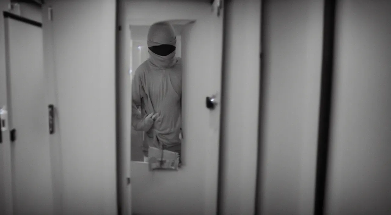 Image similar to ninja hiding in the backrooms, blur