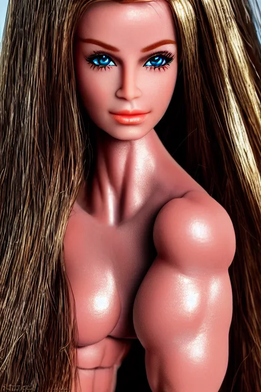 Prompt: muscular barbie doll, photorealistic, highly detailed,