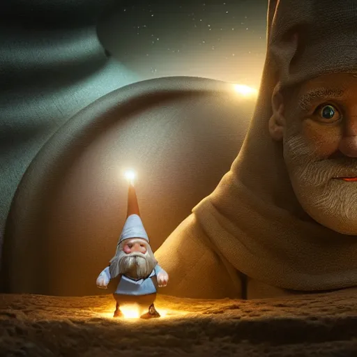 Prompt: A three-dimensional projection of a gnome from four-dimensional dwarf universe, cinematic illustration for Interstellar, the movie, octane render, dynamic lighting