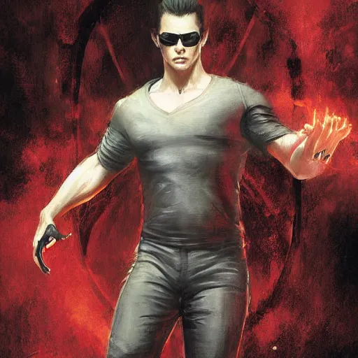 Prompt: anthony starr as wesker, full body, dynamic pose, painted by greg rutkowski