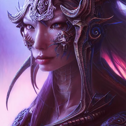 Prompt: a highly detailed photo of chthonic warcraft female character by Ayami Kojima, Beksinski, Giger,intricate, digital painting, artstation, intricate, concept art, smooth, sharp focus, illustration