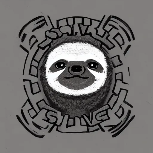 Prompt: professional digital art logo of a sloth, no background or textures, two tone colors only.