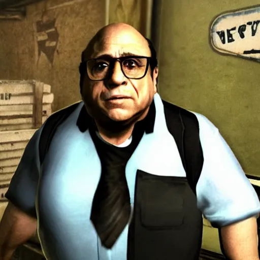 Prompt: Danny devito in the style of fallout: New Vegas game