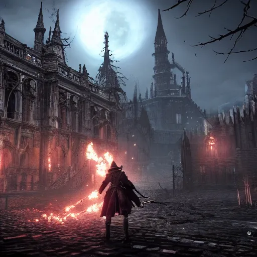 Image similar to a stunning high quality screenshot from bloodborne