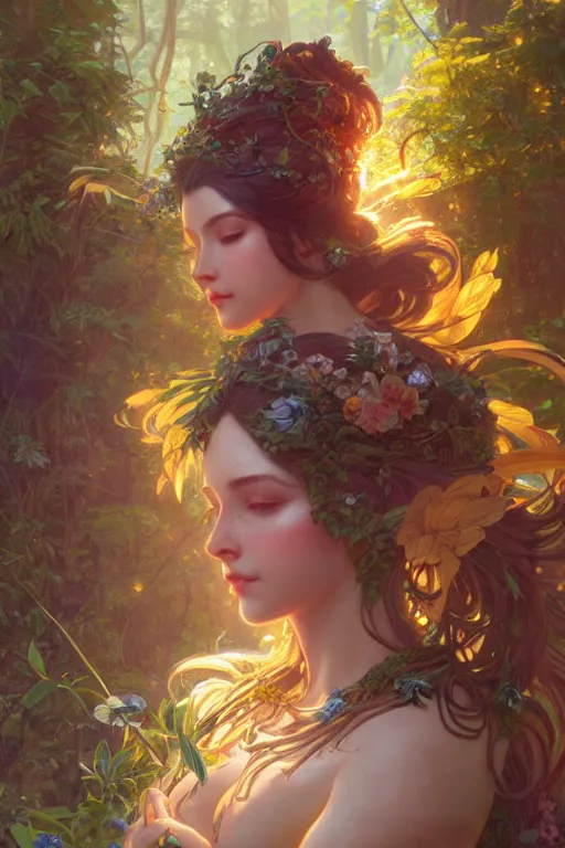 Image similar to goddess of nature, highly detailed, digital painting, artstation, concept art, smooth, sharp focus, illustration, Unreal Engine 5, 8K, art by Ross Tran and greg rutkowski and alphonse Mucha