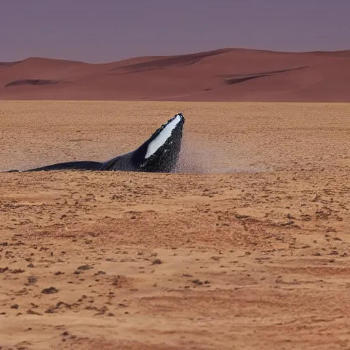 Prompt: High quality photo of a whale in the Sahara desert, award winning photography