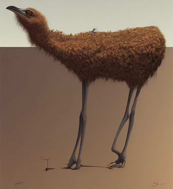 Image similar to anthropomorphic female ostrich, trending on artstation art edward hopper and james gilleard, zdzislaw beksinski, highly detailed, cg society contest winner