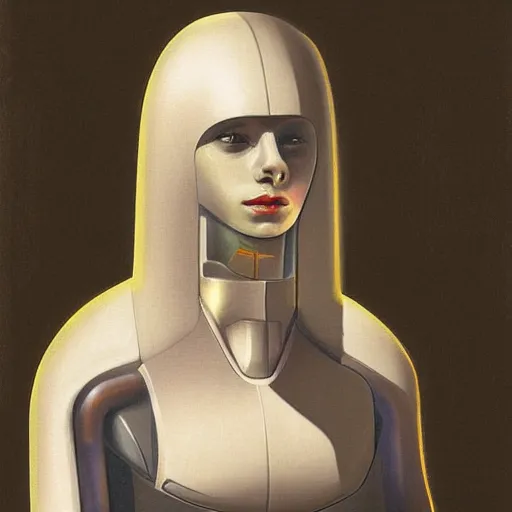 Image similar to portrait of a female android by marie - denise villers