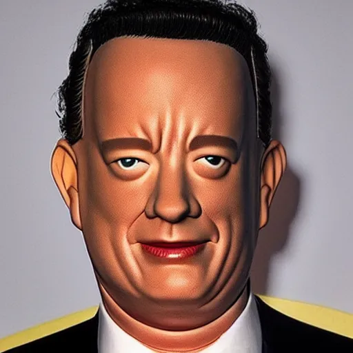 Prompt: “ tom hanks replaced his head with a paper mache replica ”