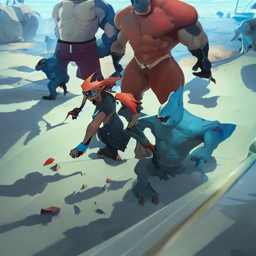 Image similar to hero world street sharks, behance hd by jesper ejsing, by rhads, makoto shinkai and lois van baarle, ilya kuvshinov, rossdraws global illumination