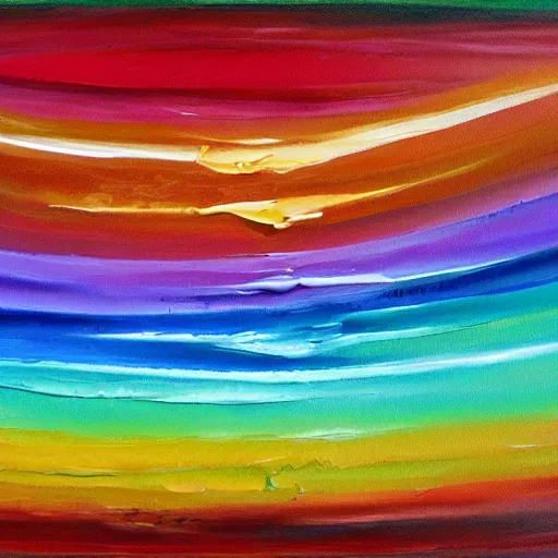 Prompt: a rainbow in curved air, painting