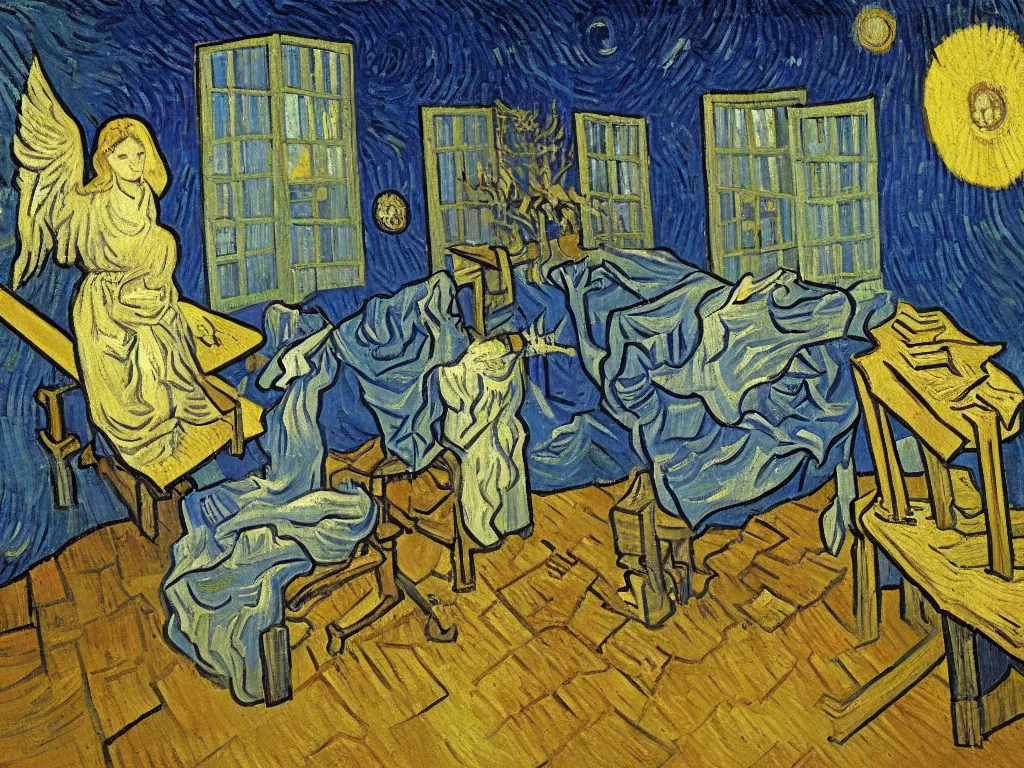 Image similar to the annunciation by van gogh oil painting