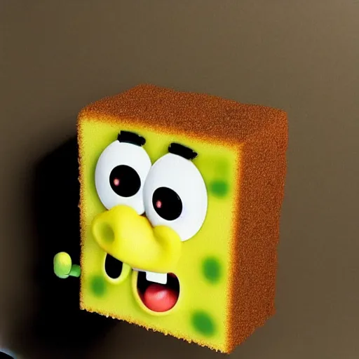 Image similar to A horrific photo of SpongeBob after years of use as a regular Kitchen sponge