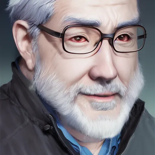 Prompt: anime portrait of a middle aged man, gray hair by Stanley Artgerm Lau, WLOP, Rossdraws, James Jean, Andrei Riabovitchev, Marc Simonetti, and Sakimichan, trending on artstation