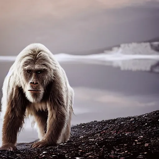 Image similar to wild yeti, wildlife photography by Paul Nicklen, perfect lighting