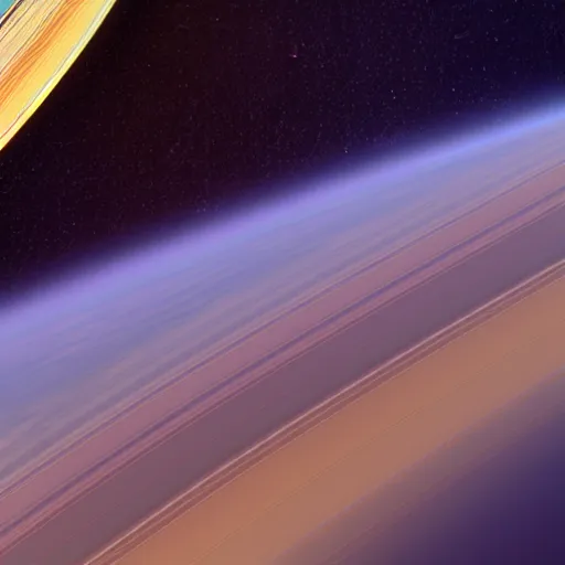 Image similar to saturn view from space, beeple style 3 d render, 8 k, hires