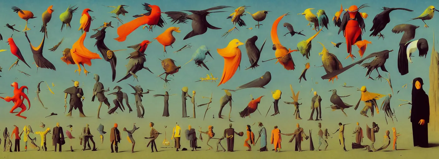 Image similar to full - body surreal colorful bird rpg character concept art anatomy, action pose, very coherent and colorful high contrast masterpiece by norman rockwell franz sedlacek hieronymus bosch dean ellis simon stalenhag rene magritte gediminas pranckevicius, dark shadows, sunny day, hard lighting, reference sheet white! background