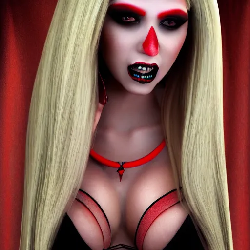 Prompt: Egyptian Vampire, goddess, detailed, high quality, 4k UHD, slim, curvy, blonde hair, realism, very coherent, high detail, hyper realism, hypnotic, hypno spiral, 8K high definition, fangs as teeth, eerie looking, creative,