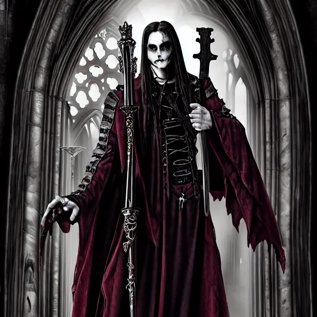 Image similar to a vampire warrior in a gothic church, highly detailed, 4 k, hdr, smooth, sharp focus, high resolution, award - winning photo, illustrated by anne stokes, photorealistic