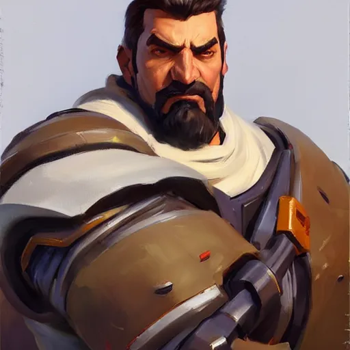 Image similar to greg manchess portrait painting of duncan man - at - arms as overwatch character, medium shot, asymmetrical, profile picture, organic painting, sunny day, matte painting, bold shapes, hard edges, street art, trending on artstation, by huang guangjian and gil elvgren and sachin teng