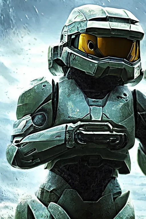 Prompt: squirtle playing as master chief, oil on canvas, intricate, 8 k highly professionally detailed, hdr, cgsociety