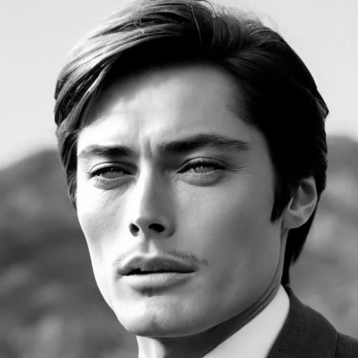 Image similar to alain delon god perfect face coherent by kezie demessance