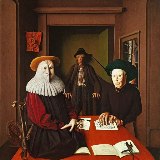 Image similar to portrait of a dramatic parot suffering, painting by Jan van Eyck, Audubon, Rene Magritte, Agnes pelton, max ersent, Walton ford,